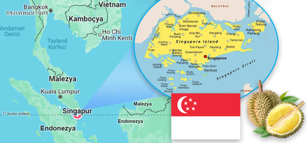 Singapur Harita, Bayrak ve Durian